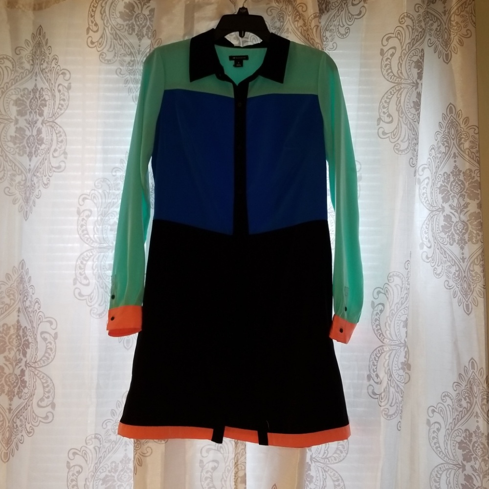 Color block shirt dress